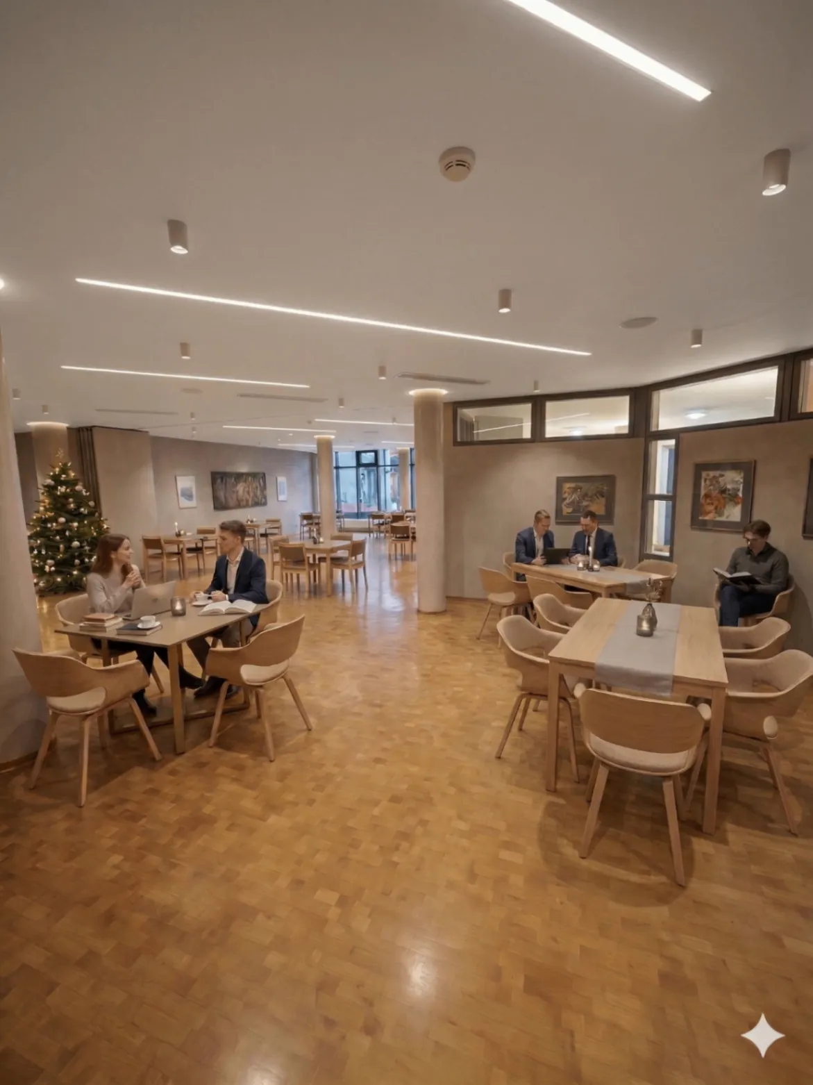 Café- und Loungebereich im Erdgeschoss